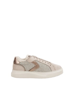 Sneakers Voile Blanche in suede e lana grigia con pelliccia interna in DONNA