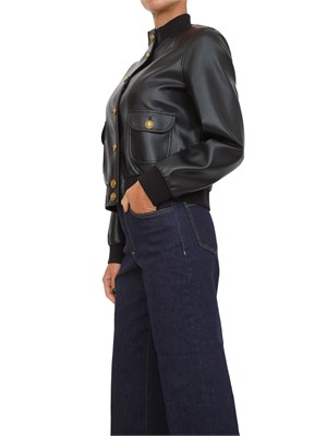 Giubbino Twinset effetto pelle nero con bottoni oro logati in DONNA