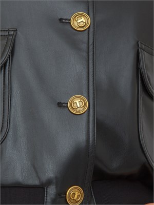 Giubbino Twinset effetto pelle nero con bottoni oro logati in DONNA