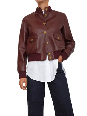 Giubbino Twinset effetto pelle bordeaux con bottoni oro logati in DONNA