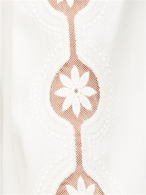 Blusa Twinset in crêpe avorio con ricamo su maniche a palloncino in DONNA