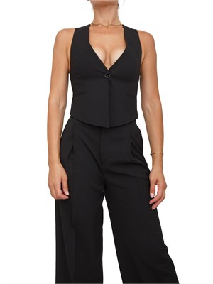 Gilet Twinset in misto viscosa nero con taglio corto dietro in DONNA