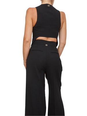 Gilet Twinset in misto viscosa nero con taglio corto dietro in DONNA