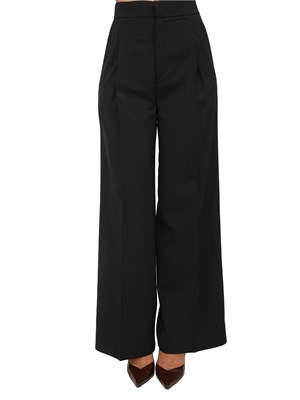 Pantaloni Twinset in viscosa nera con vita alta e modello palazzo in DONNA