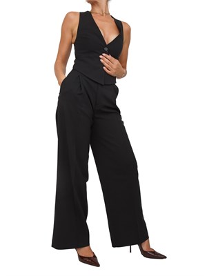 Pantaloni Twinset in viscosa nera con vita alta e modello palazzo in DONNA