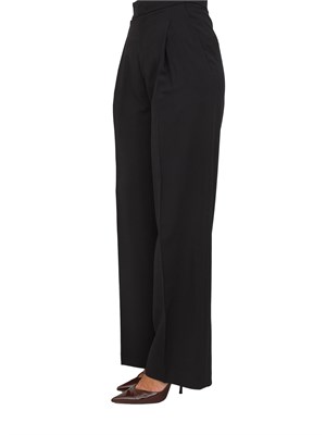Pantaloni Twinset in viscosa nera con vita alta e modello palazzo in DONNA