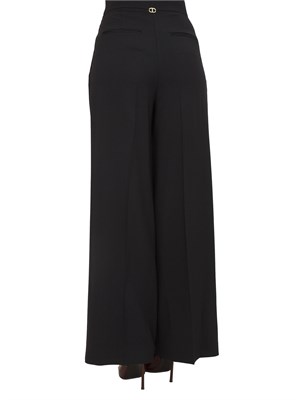 Pantaloni Twinset in viscosa nera con vita alta e modello palazzo in DONNA