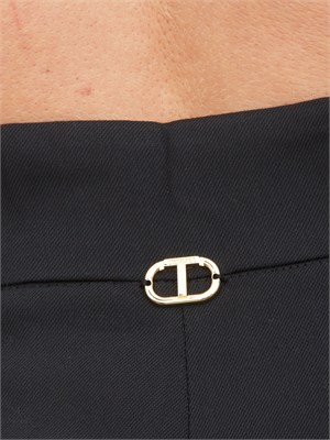 Pantaloni Twinset in viscosa nera con vita alta e modello palazzo in DONNA