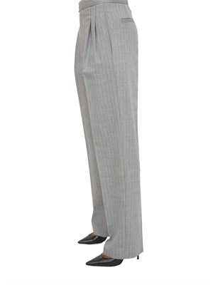 Pantaloni sartoriali Twinset in tessuto gessato di misto lana grigio in DONNA