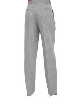 Pantaloni sartoriali Twinset in tessuto gessato di misto lana grigio in DONNA