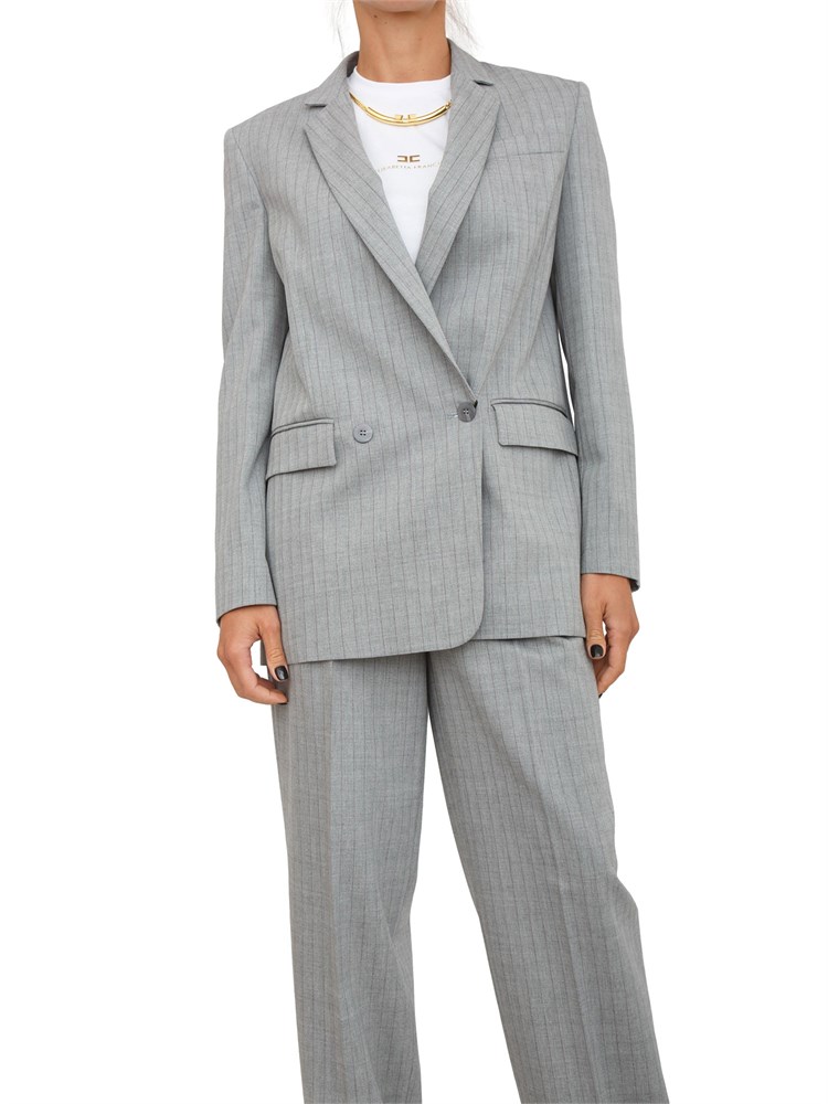 Giacca blazer Twinset modello sartoriale in misto lana grigia