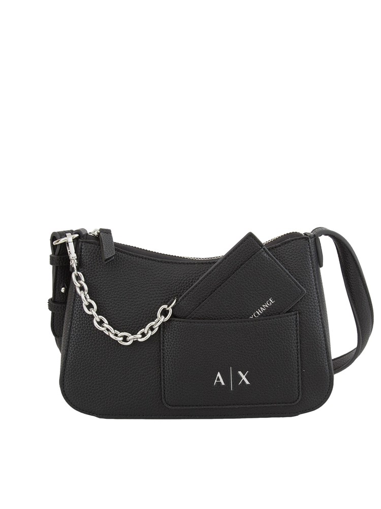Borsa a spalla Armani Exchange in pelle ecologica nera