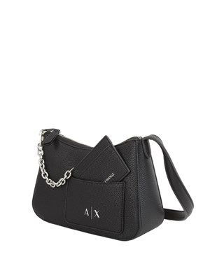 Borsa a spalla Armani Exchange in pelle ecologica nera in DONNA