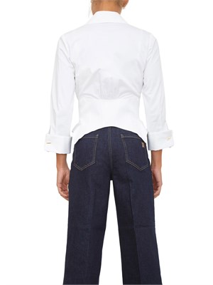 Camicia Elisabetta Franchi in cotone stretch bianco con ganci gioiello in DONNA