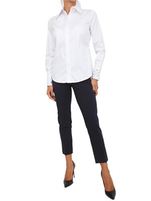 Camicia Elisabetta Franchi in popeline di cotone bianco con logo su manica in DONNA