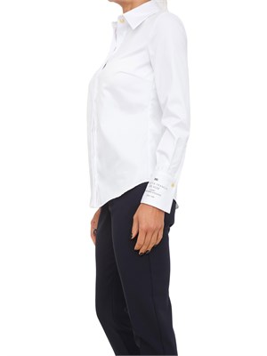 Camicia Elisabetta Franchi in popeline di cotone bianco con logo su manica in DONNA
