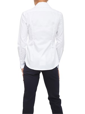 Camicia Elisabetta Franchi in popeline di cotone bianco con logo su manica in DONNA