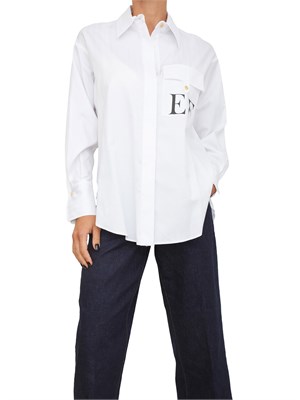Camicia Elisabetta Franchi in popeline di cotone bianco a righe in DONNA
