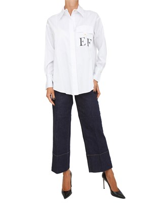 Camicia Elisabetta Franchi in popeline di cotone bianco a righe in DONNA