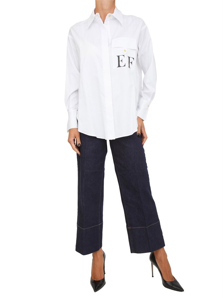 Camicia Elisabetta Franchi in popeline di cotone bianco a righe