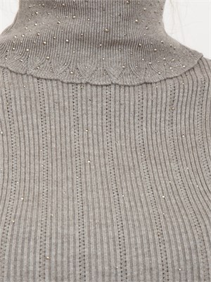 Maglia dolcevita grigia Fracomina in viscosa con strass in DONNA