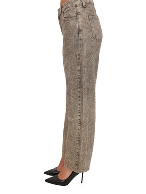 Jeans flare Fracomina in denim taupe con strass in DONNA