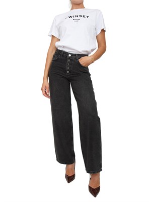 Jeans carrot Fracomina in denim nero con strass applicati in DONNA