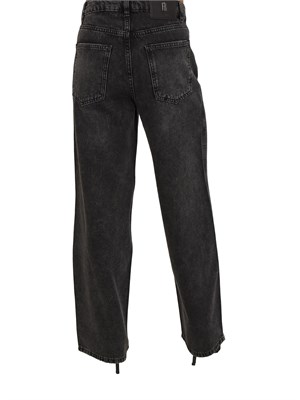 Jeans carrot Fracomina in denim nero con strass applicati in DONNA