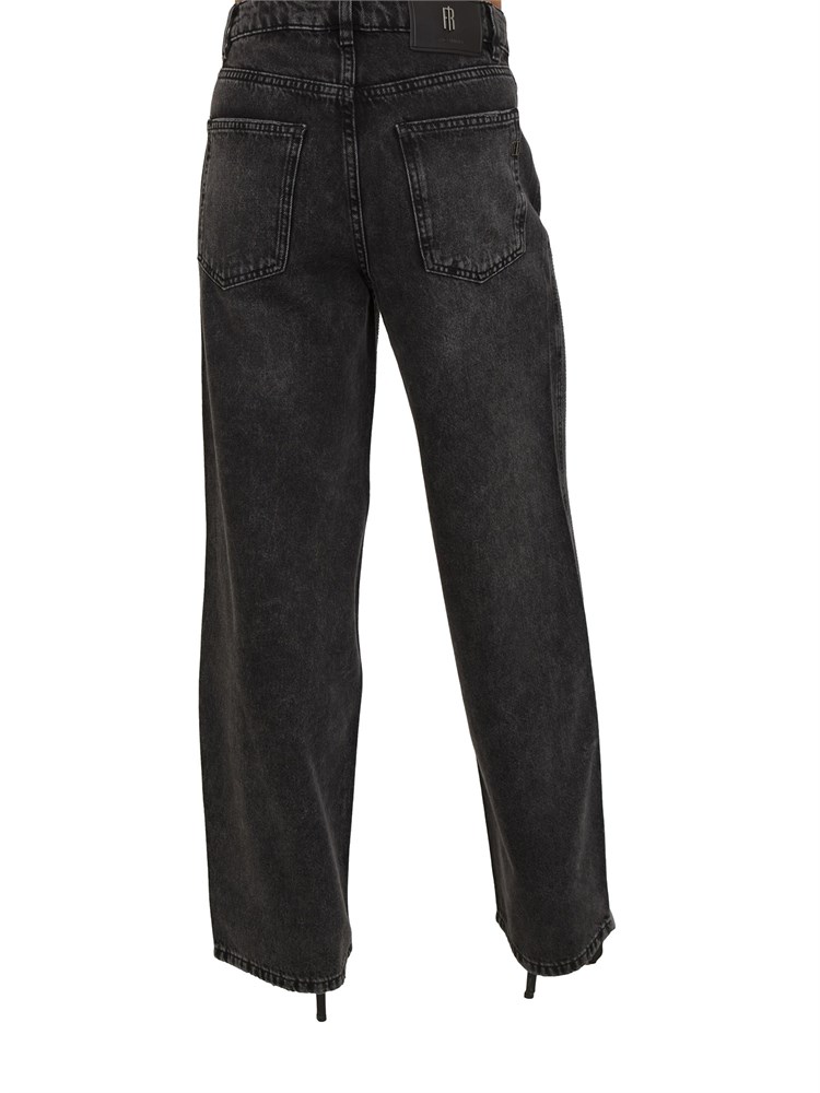 Jeans carrot Fracomina in denim nero con strass applicati