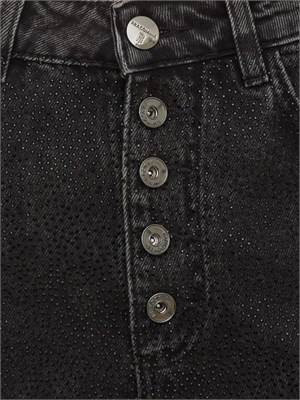 Jeans carrot Fracomina in denim nero con strass applicati in DONNA