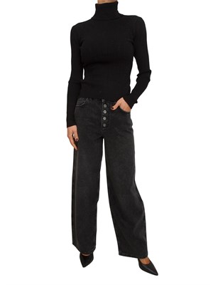 Maglia nera dolcevita Fracomina in viscosa con strass in DONNA