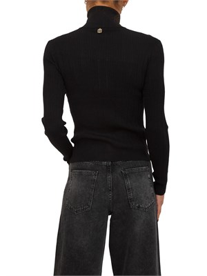 Maglia nera dolcevita Fracomina in viscosa con strass in DONNA