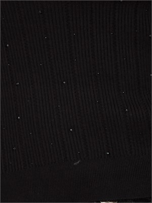 Maglia nera dolcevita Fracomina in viscosa con strass in DONNA