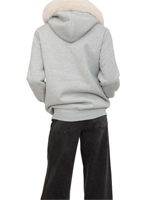 Felpa imbottita Fracomina in tessuto grigio con cappuccio ecopelliccia in DONNA