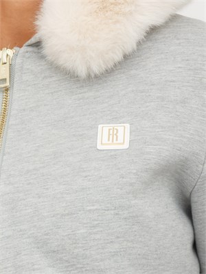 Felpa imbottita Fracomina in tessuto grigio con cappuccio ecopelliccia in DONNA