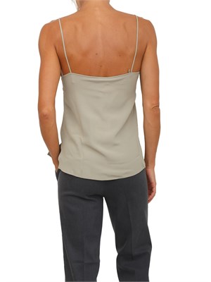 Top sottoveste Marella in crêpe de Chine di misto seta verde con pizzo in DONNA