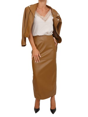Top sottoveste Marella in crêpe de Chine di misto seta beige con pizzo in DONNA