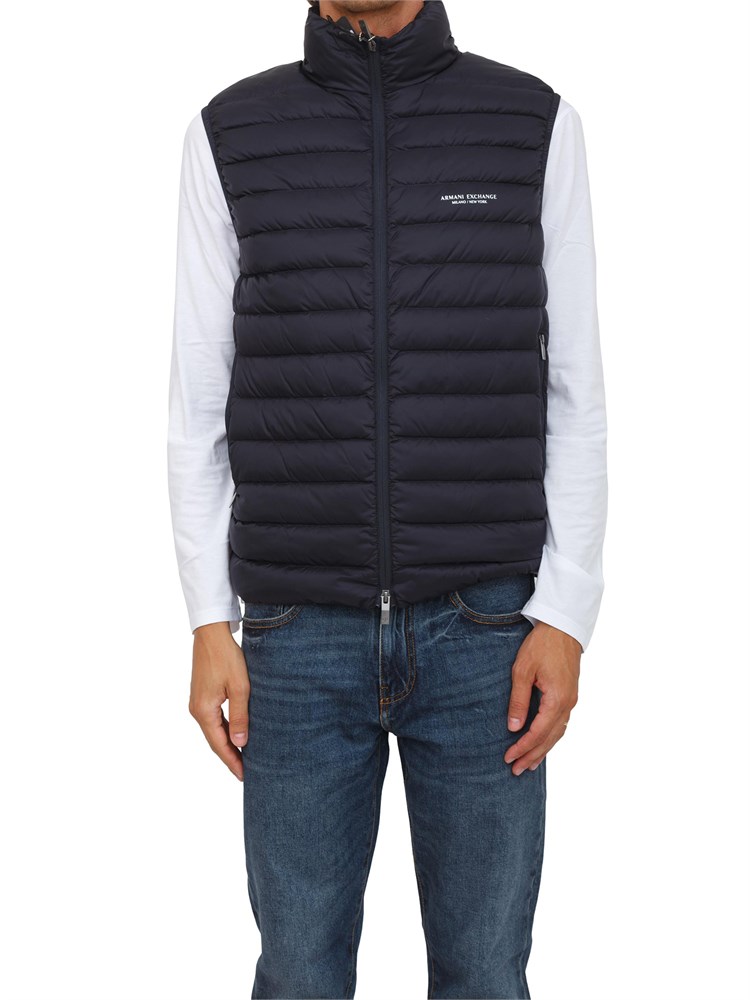 Piumino smanicato blu Armani Exchange fullzip