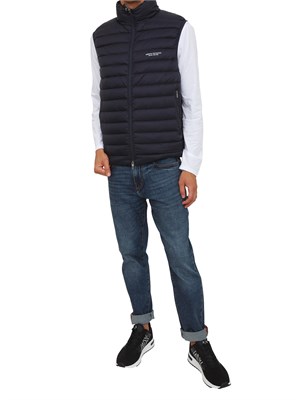 Piumino smanicato blu Armani Exchange fullzip in UOMO