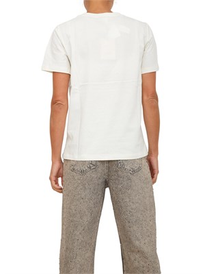 T-shirt Twinset in jersey di cotone bianco con placchetta Oval T strass in DONNA