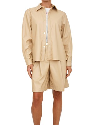 Camicia giacca lunga Armani Exchange in tessuto effetto pelle beige in DONNA