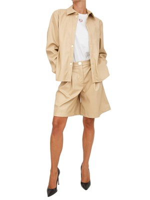 Camicia giacca lunga Armani Exchange in tessuto effetto pelle beige in DONNA