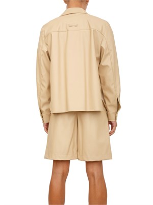 Camicia giacca lunga Armani Exchange in tessuto effetto pelle beige in DONNA