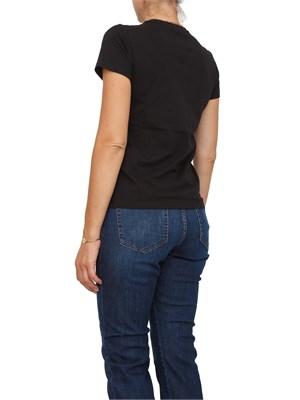 T-shirt Twinset in jersey di cotone nero con pizzo intarsiato in DONNA