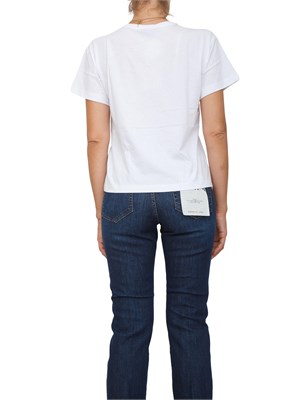 T-shirt Twinset in jersey di cotone bianco con stampa flock Oval T in DONNA