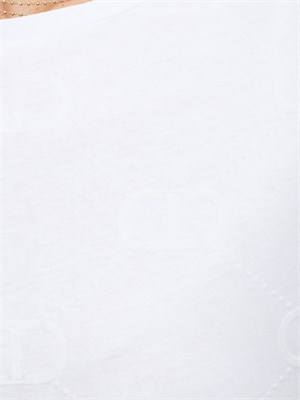 T-shirt Twinset in jersey di cotone bianco con stampa flock Oval T in DONNA