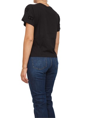 T-shirt Twinset in jersey di cotone nero con stampa flock Oval T in DONNA