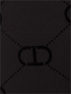 T-shirt Twinset in jersey di cotone nero con stampa flock Oval T in DONNA