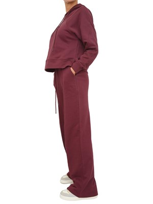 Tuta sportiva Twinset felpa+pantaloni in jersey di cotone bordeaux con logo contrasto in DONNA