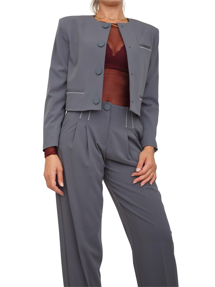 Giacca monopetto Armani Exchange in tessuto fluido grigio